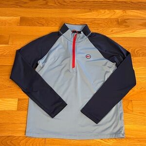 Boy’s Vineyard Vines Blue and Red 1/4 zip, sankaty, size L (10-12)